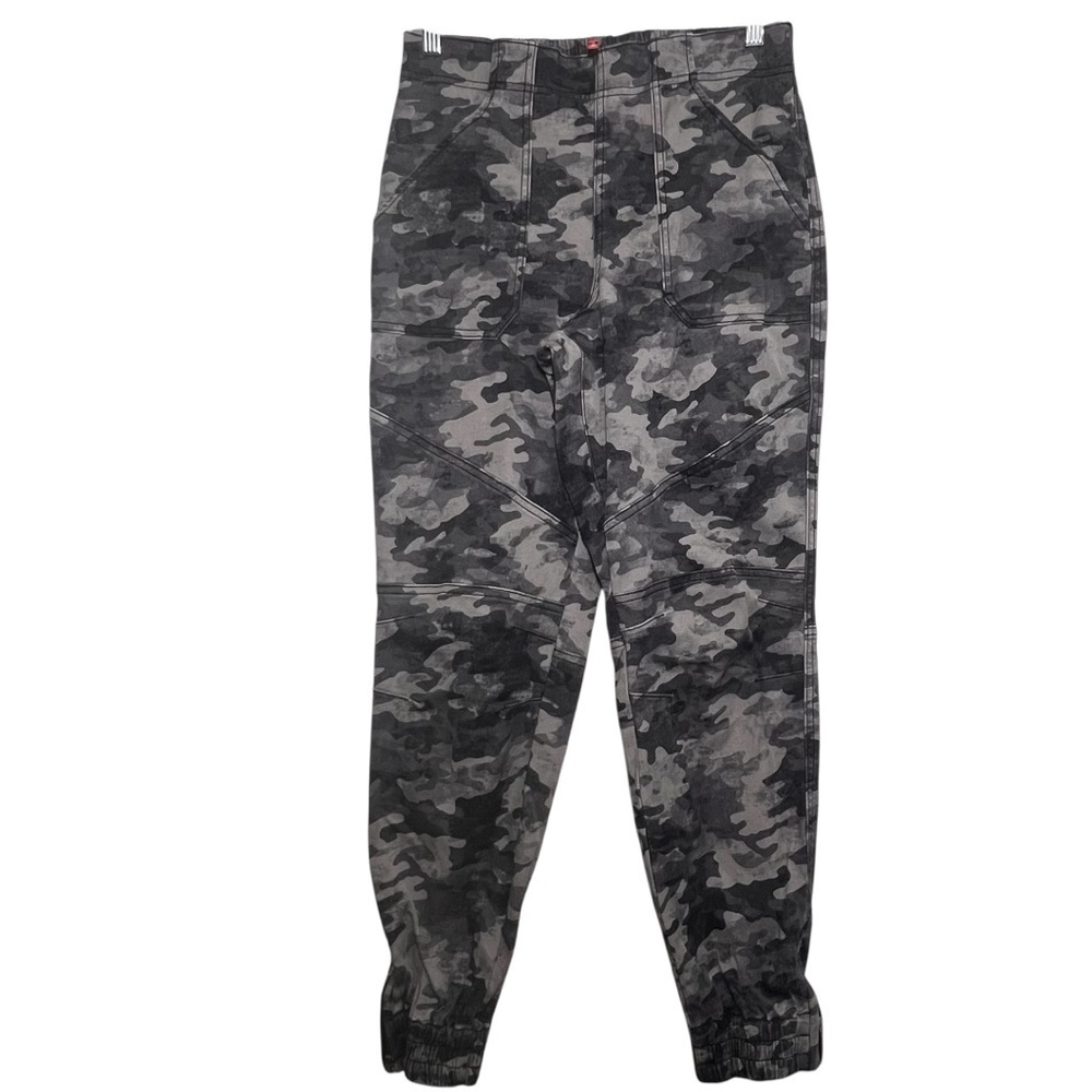 Spanx Pants Women's Size Large Stretch Twill Cargo Joggers Gray Camo Pull On